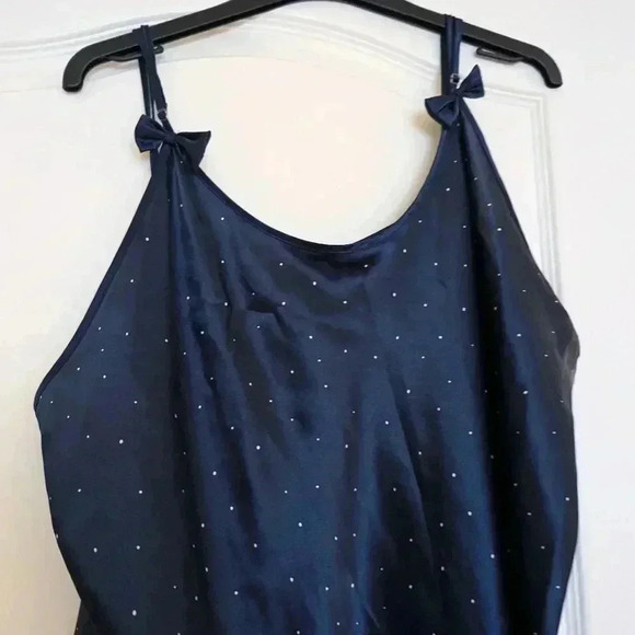 Vintage 3X vanity Fair dark blue and white polka dot chemise - Picture 3 of 6